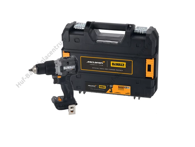DEWALT DCD85MENT-XJ McLaren Design ütvefúró-csavarozó, akku, töltő nélkül, TSTAK kofferben.
