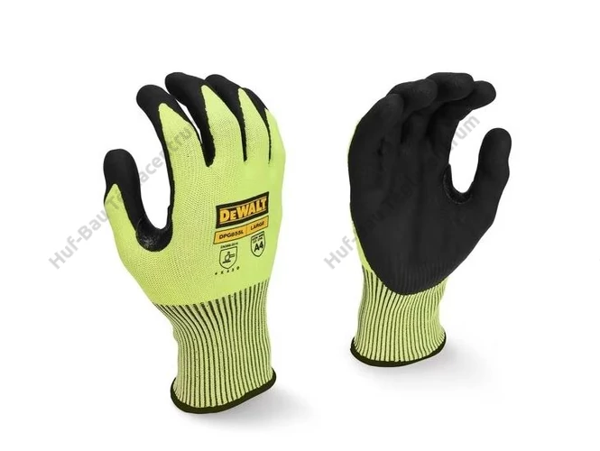 DeWalt DPG855L mártott tenyerű kesztyű, Hi-Vis zöld színben