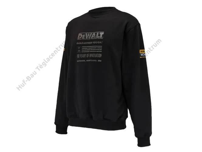 DEWALT 100YEARS pulóver, fekete színben.