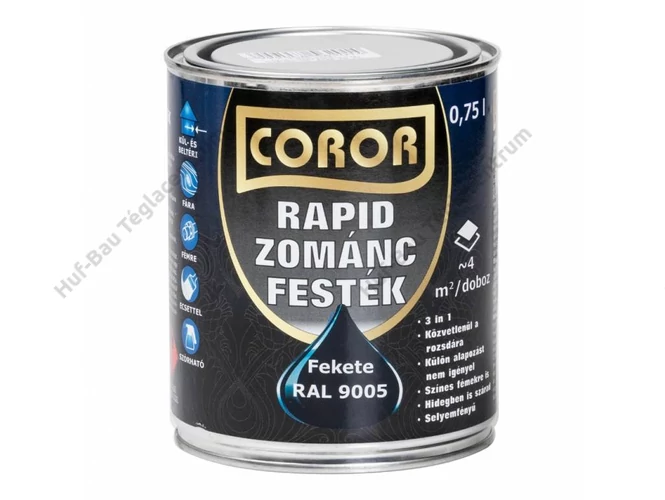 COROR Rapid Zománc fekete Ral 9005 - 0.75l