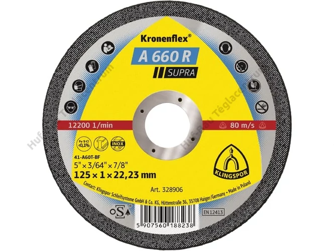 Vágókorong 125x1,0mm inox A660R Supra Klingspor (328906)