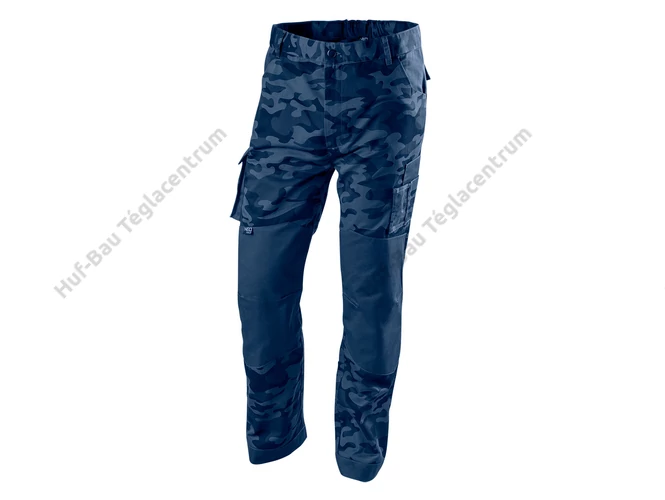 NEO munkanadrág - tengerészkék terepmintás, Camo, Navy,60% pamut + 40% poliészter, XXL