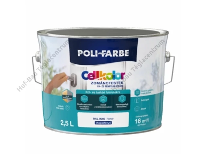 POLI-FARBE Cellkolor selyemfényű  zománcfesték, fehér - 2.5 L