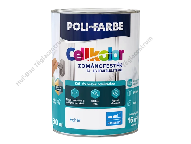 POLI-FARBE Cellkolor selyemfényű zománcfesték, fehér - 0.8l