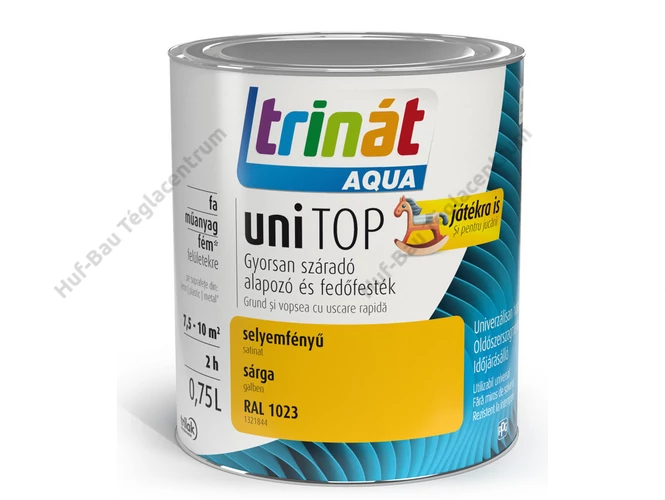 TRILAK Trinát Unitop Aqua selyemfényű zománcfesték RAL 1023 sárga - 0.75l