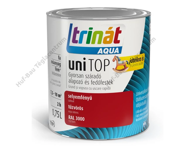 TRILAK Trinát Unitop Aqua selyemfényű zománcfesték RAL 3000 tűzvörös - 0.75l