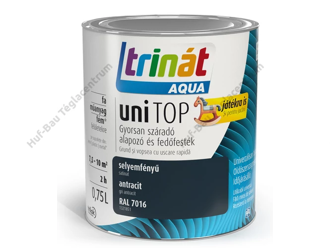 TRILAK Trinát Unitop Aqua selyemfényű zománcfesték RAL 7016 antracit - 0.75l