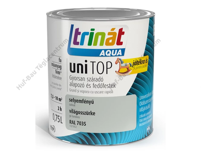 TRILAK Trinát Unitop Aqua selyemfényű zománcfesték RAL 7035 világos szürke - 0.75l