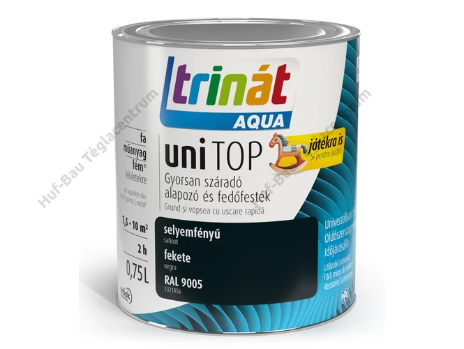 TRILAK Trinát Unitop Aqua selyemfényű zománcfesték RAL 9005 fekete - 0.75l