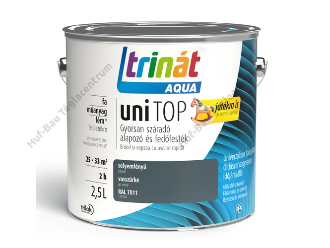 TRILAK Trinát Unitop Aqua selyemfényű zománcfesték RAL 7011 vasszürke - 2.5l