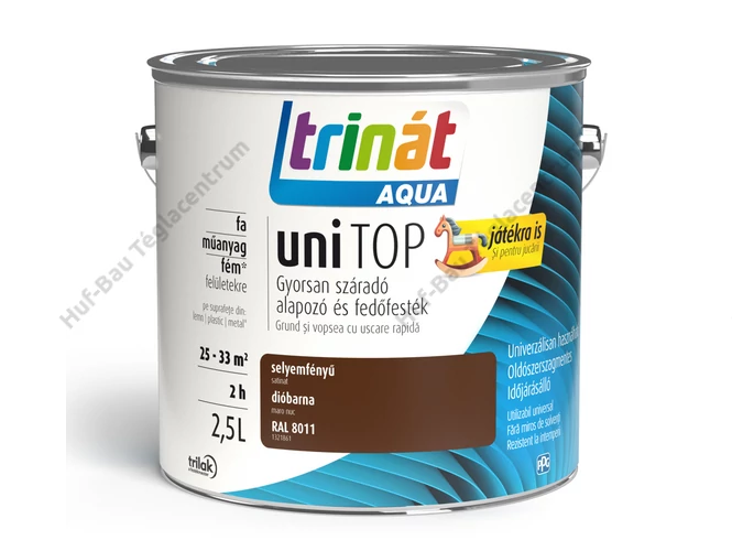 TRILAK Trinát Unitop Aqua selyemfényű zománcfesték RAL 8011 dióbarna - 2.5l