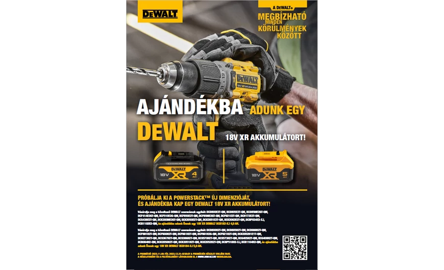 Válaszd a DeWALT-ot és adunk egy ajándék akksit!